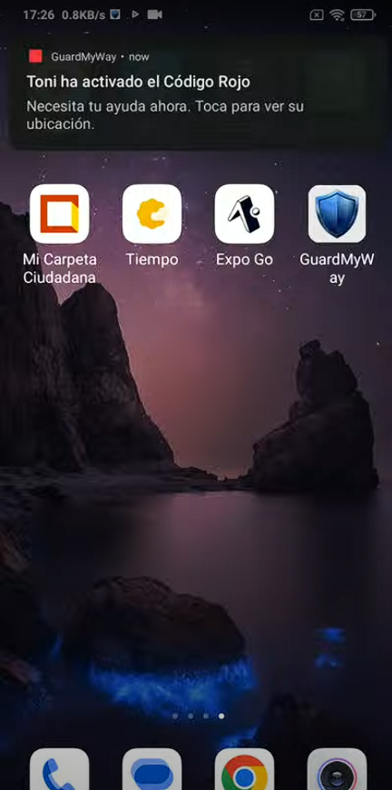 Notificación push de Código Rojo con la app cerrada